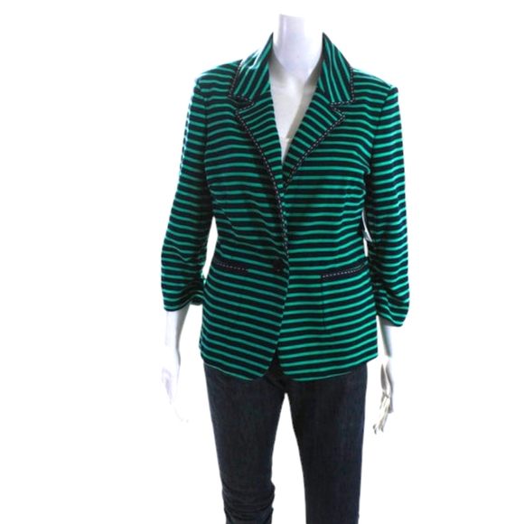 Laundry Shelli Segal Preppy Nautical Kelly Green Old Money Stretch Blazer 14 - Picture 1 of 7